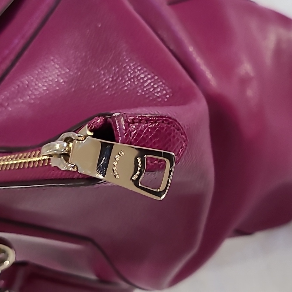 Coach pebbled leather purse color Deep Berry - Picture 5 of 8